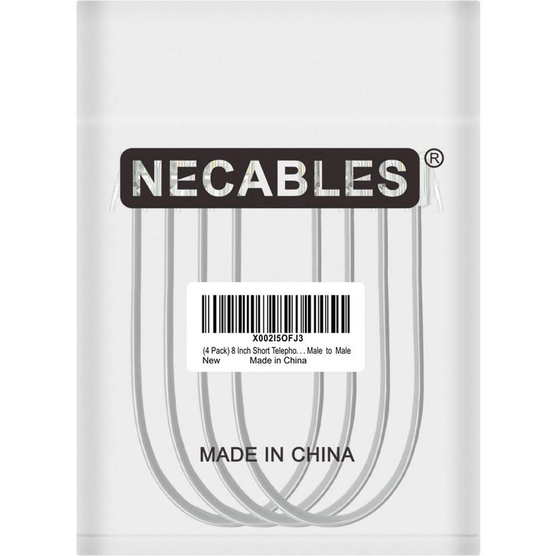 NECABLES 4Pack 8 Inch Short Telephone Cord Phone Cable Wall Phone Cord for Landline RJ11 6P4C Male to Male - Image 4